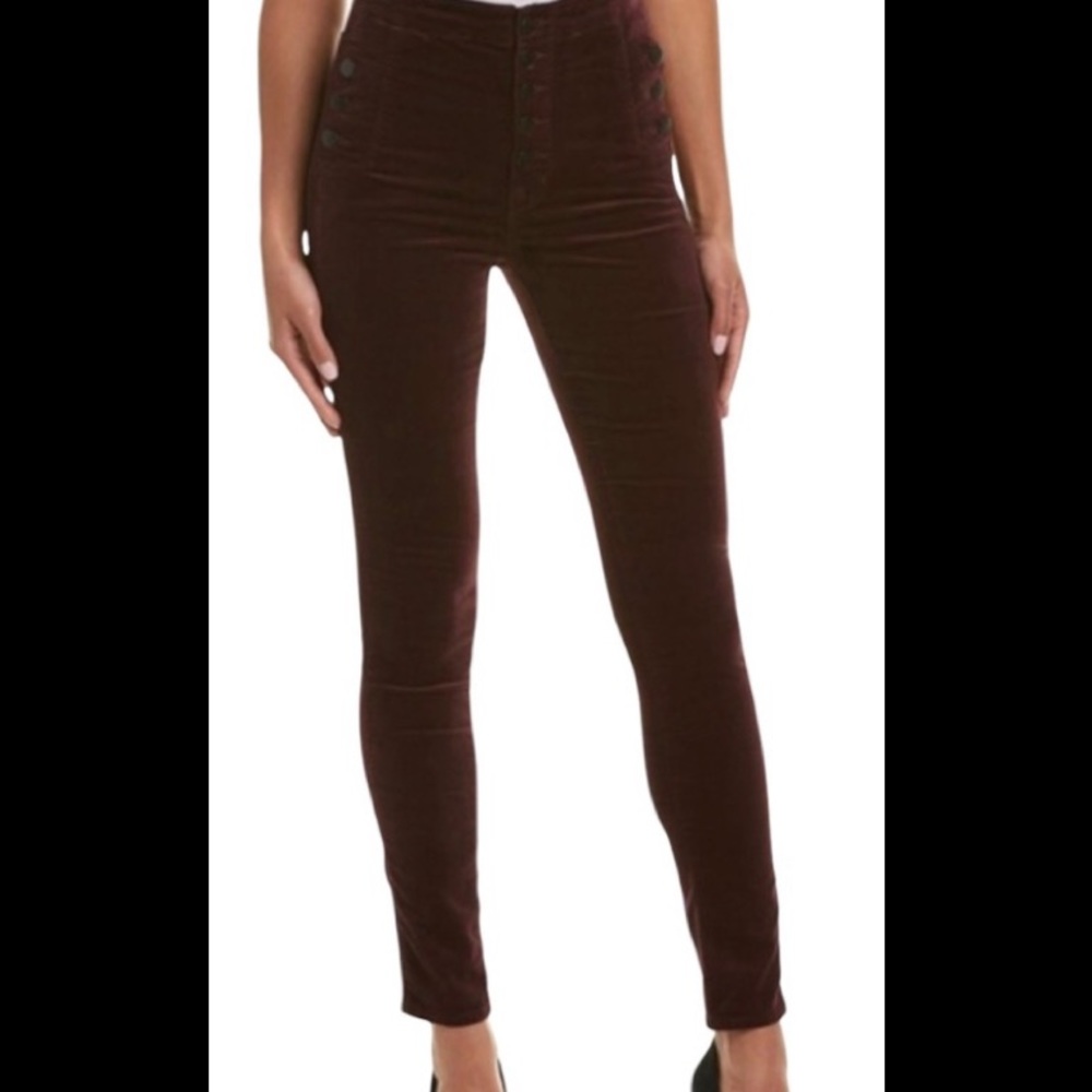 J Brand Natasha sky high rise velvet jeans in emerald green. Size 29. NWT